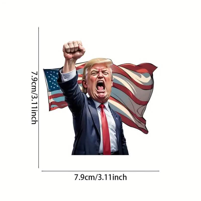Karikatur-Stil Trump brüllt „Make America Great Again“ Acryl-Weihnachtsdekorationen