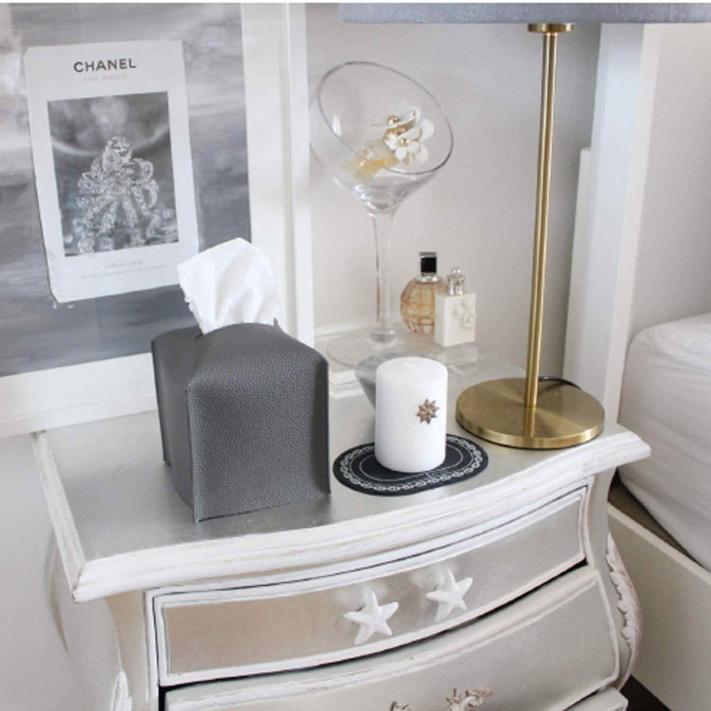 Carrotez Moderne Tissue-Box-Halter aus Kunstleder im Quadrat-Design
