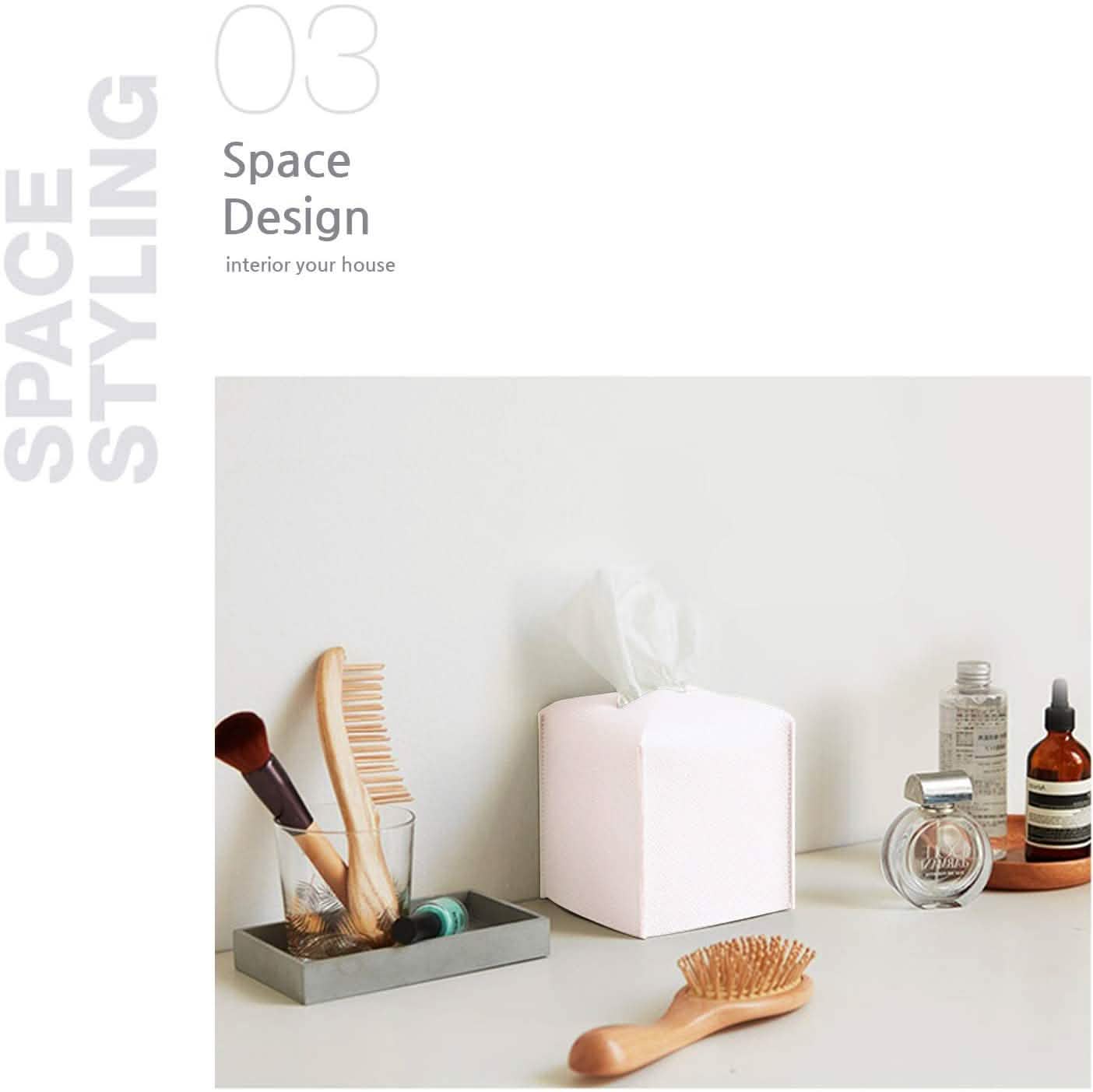 Carrotez Moderne Tissue-Box-Halter aus Kunstleder im Quadrat-Design