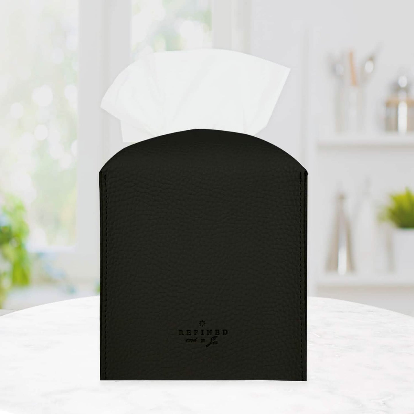 Carrotez Moderne Tissue-Box-Halter aus Kunstleder im Quadrat-Design