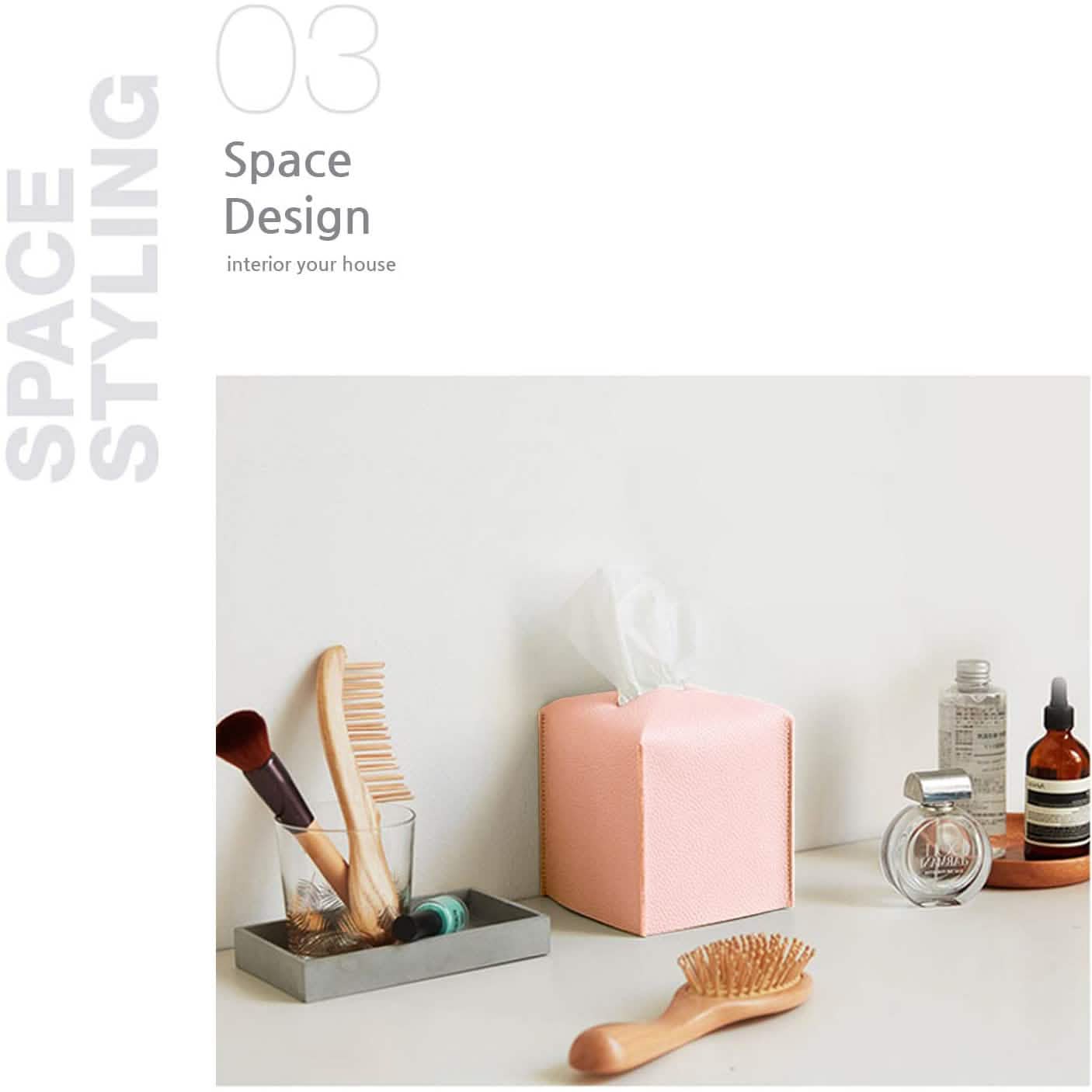 Carrotez Moderne Tissue-Box-Halter aus Kunstleder im Quadrat-Design