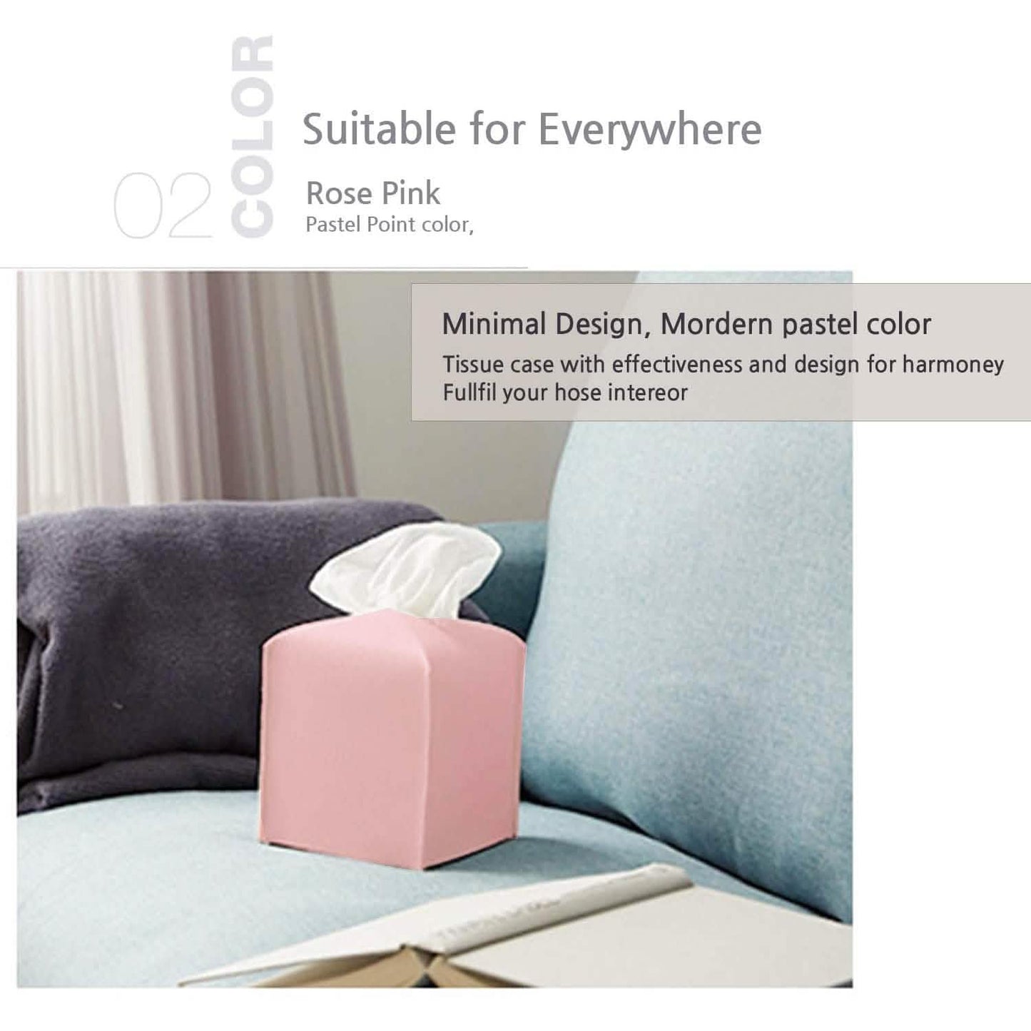 Carrotez Moderne Tissue-Box-Halter aus Kunstleder im Quadrat-Design