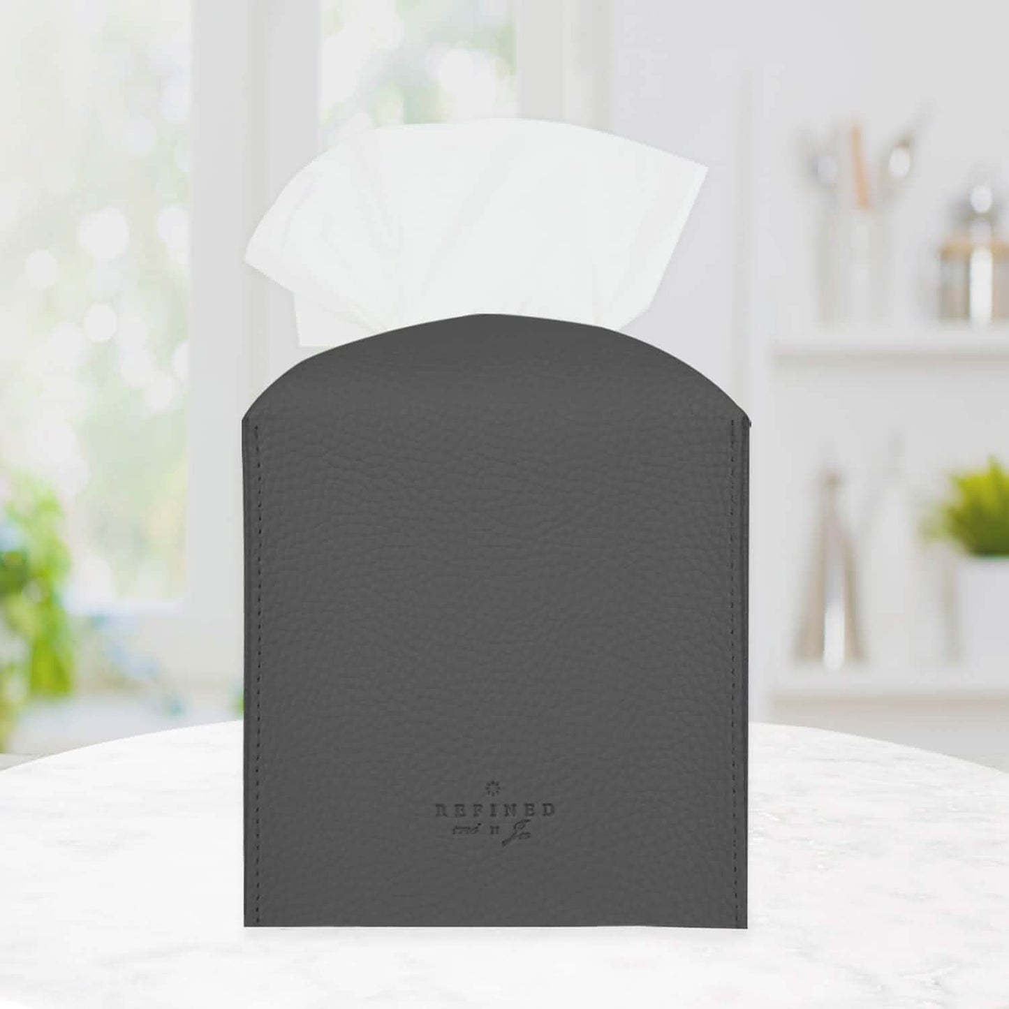 Carrotez Moderne Tissue-Box-Halter aus Kunstleder im Quadrat-Design