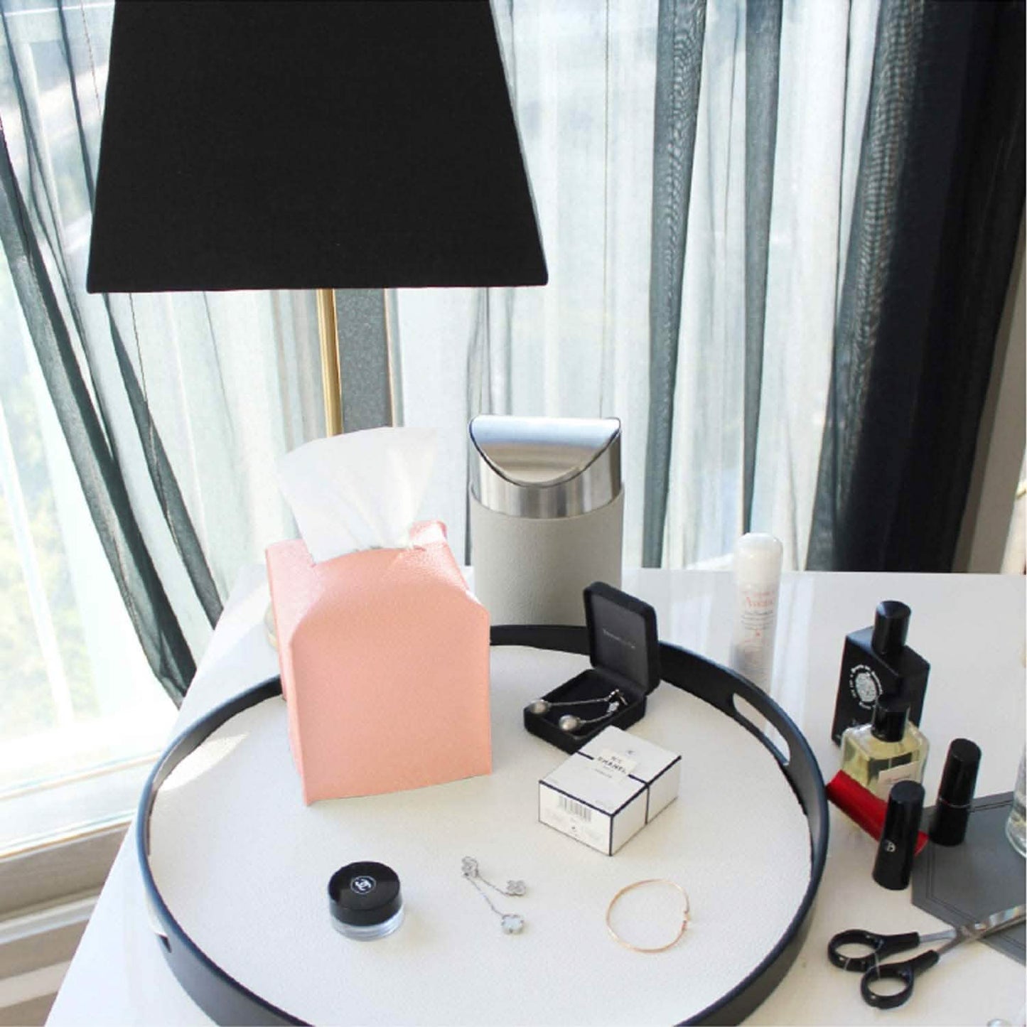 Carrotez Moderne Tissue-Box-Halter aus Kunstleder im Quadrat-Design