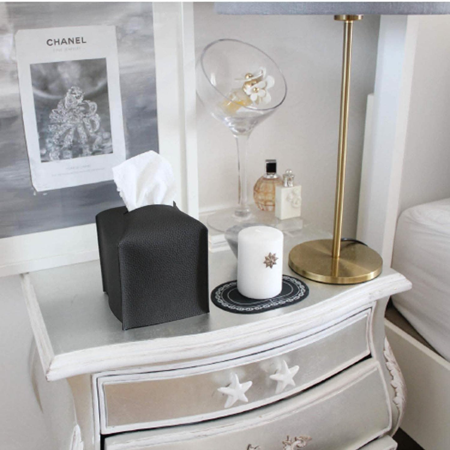 Carrotez Moderne Tissue-Box-Halter aus Kunstleder im Quadrat-Design