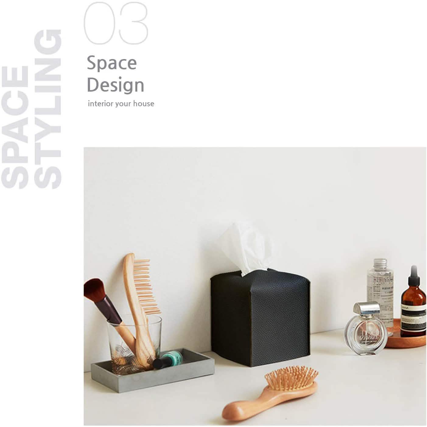 Carrotez Moderne Tissue-Box-Halter aus Kunstleder im Quadrat-Design