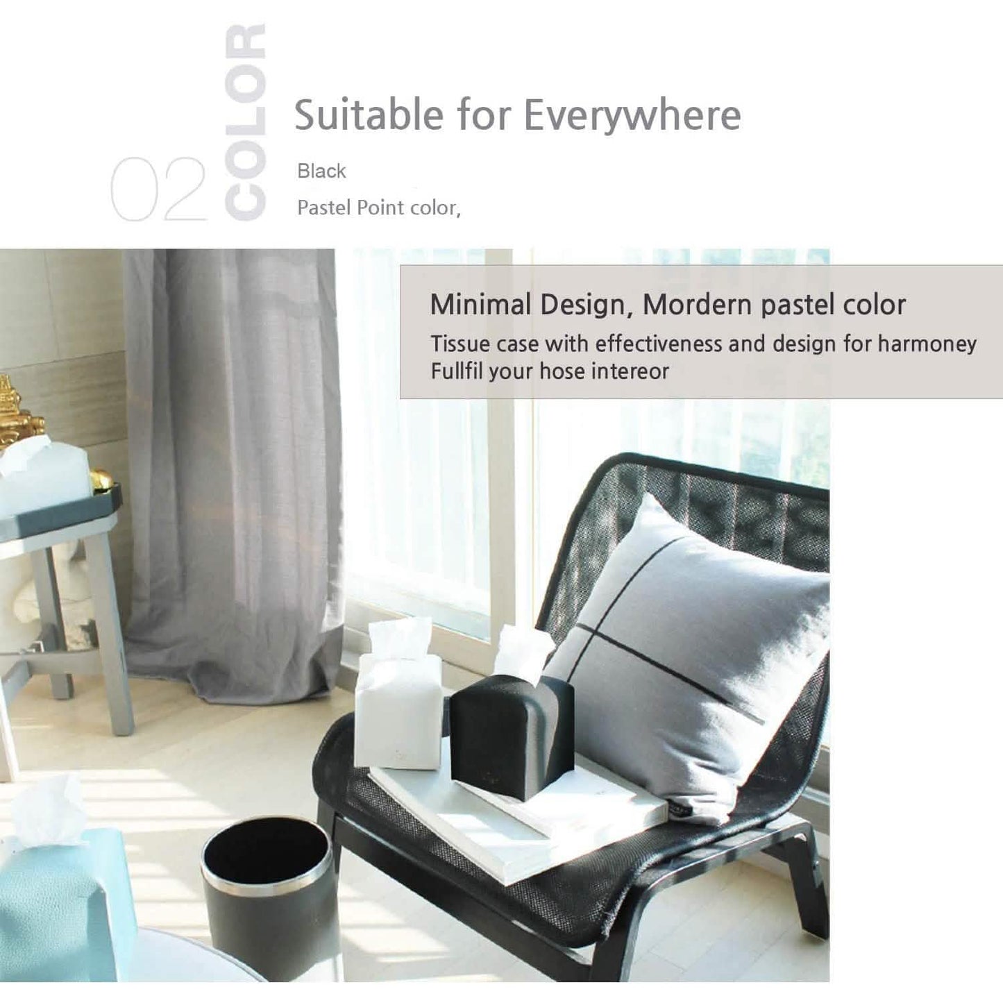 Carrotez Moderne Tissue-Box-Halter aus Kunstleder im Quadrat-Design