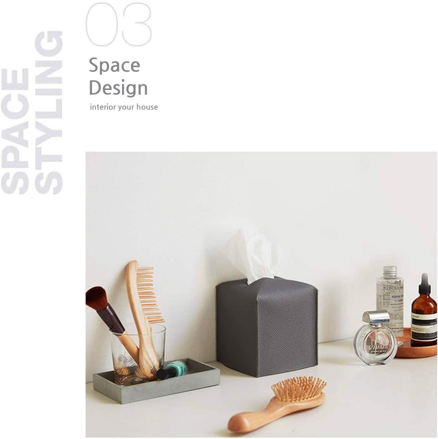 Carrotez Moderne Tissue-Box-Halter aus Kunstleder im Quadrat-Design