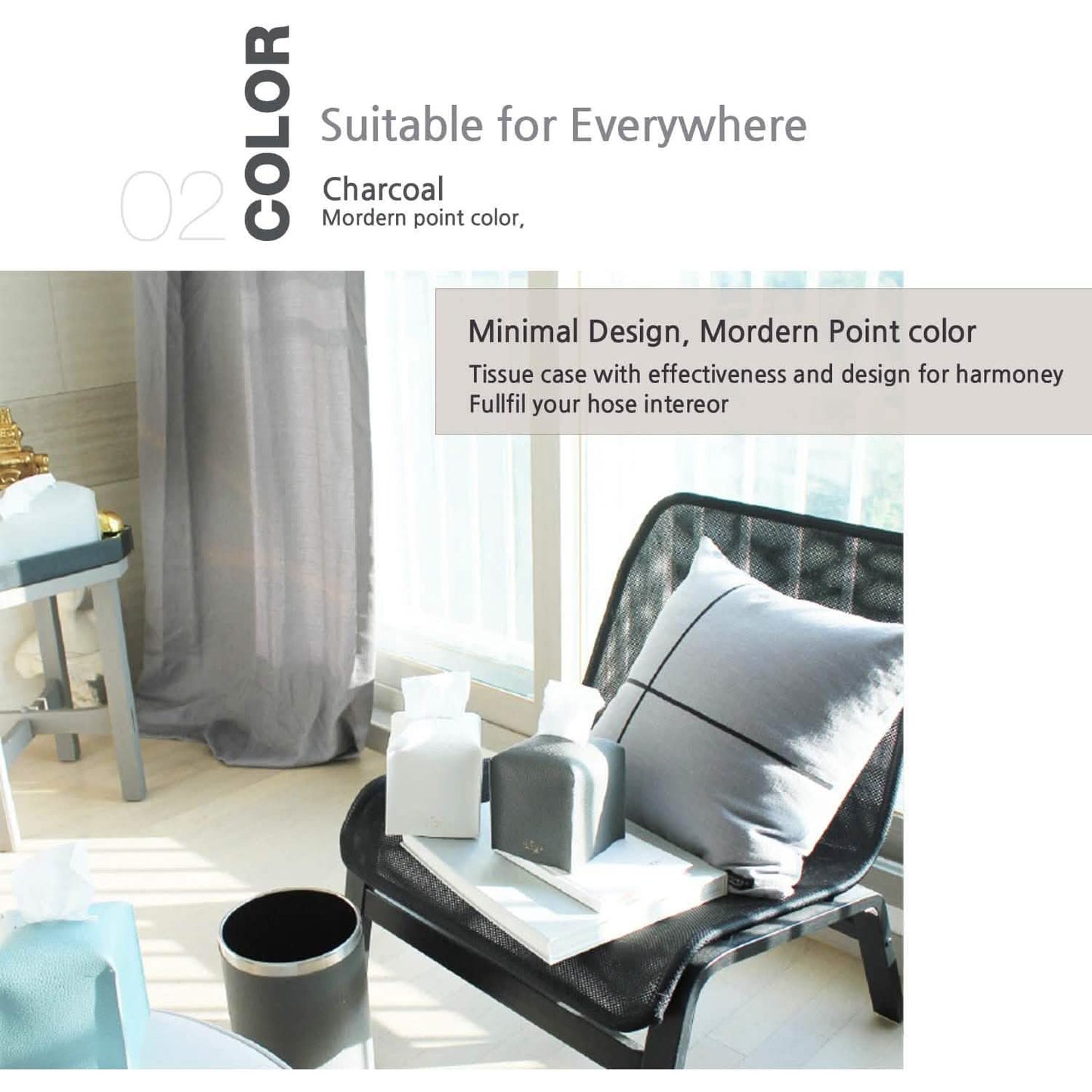 Carrotez Moderne Tissue-Box-Halter aus Kunstleder im Quadrat-Design