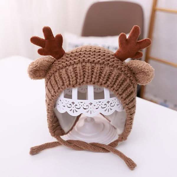 Cartoon Elch Baby Mütze Winter Weihnachten Gestrickt