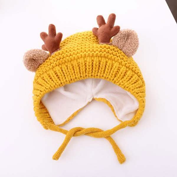 Cartoon Elch Baby Mütze Winter Weihnachten Gestrickt