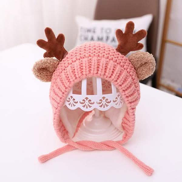 Cartoon Elch Baby Mütze Winter Weihnachten Gestrickt