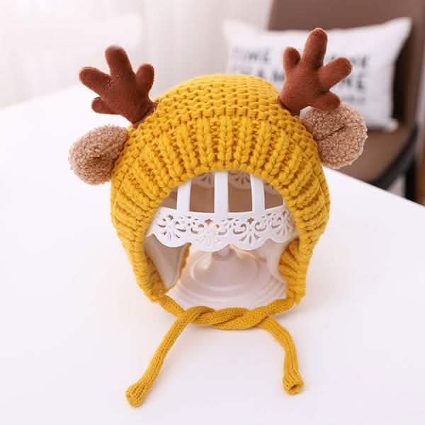 Cartoon Elch Baby Mütze Winter Weihnachten Gestrickt