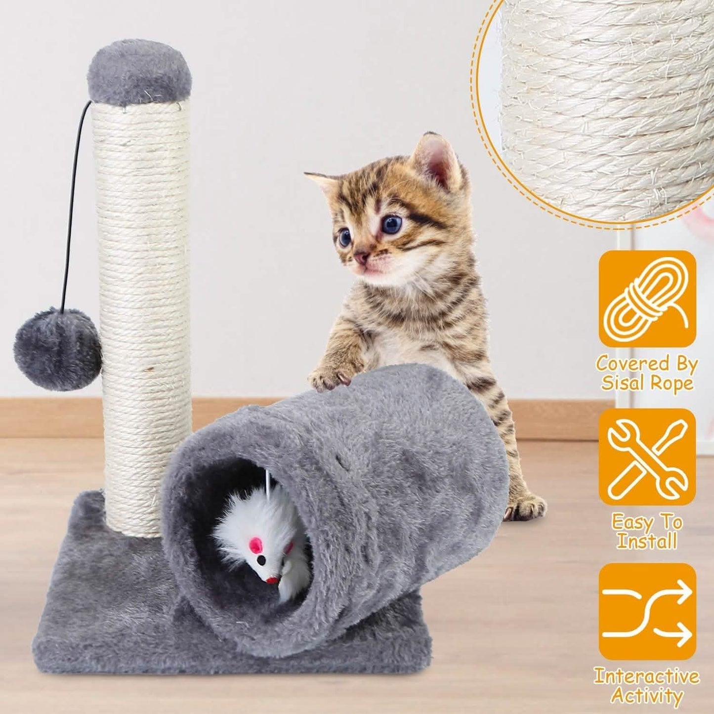 Katzen-Sisal-Kratzbaumspielzeug mit Tunnel
