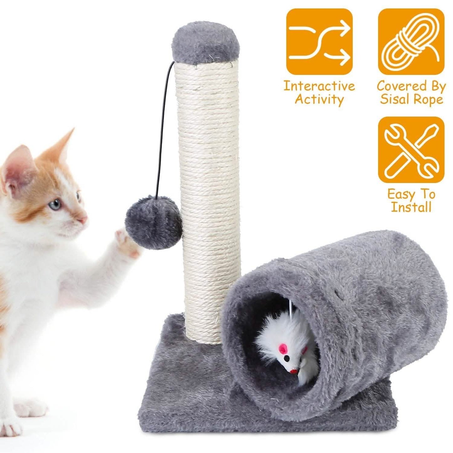 Katzen-Sisal-Kratzbaumspielzeug mit Tunnel