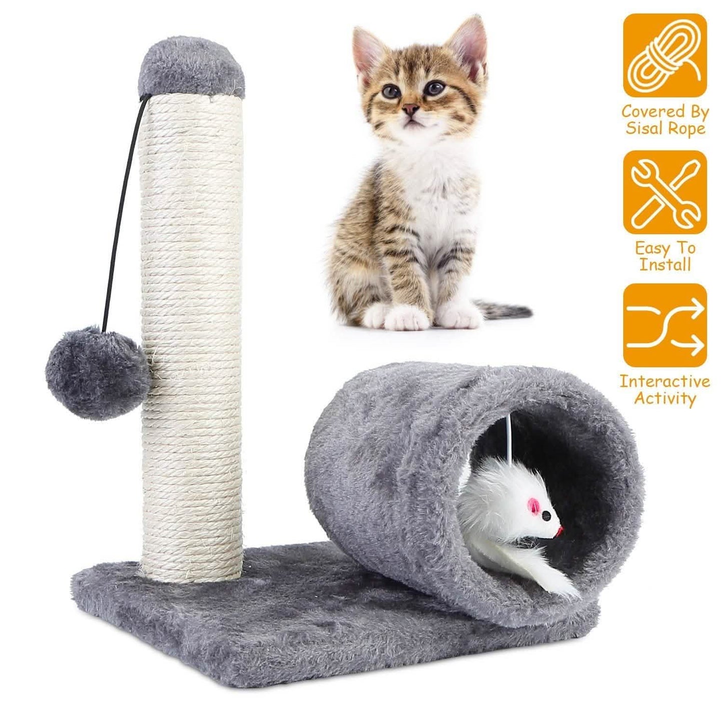 Katzen-Sisal-Kratzbaumspielzeug mit Tunnel