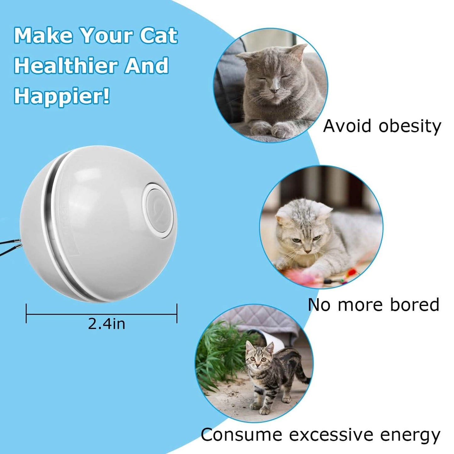 Katzen-Teaser-Ball, automatisch rotierendes interaktives Katzenspielzeug für Bewegung
