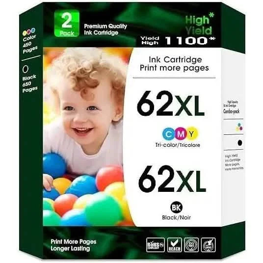 62/62XL Schwarz- und Farbpatrone für HP Envy, OfficeJet und DeskJet