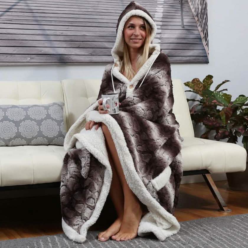 Chic Home Sherpa-gefütterter Kapuzenbademantel
