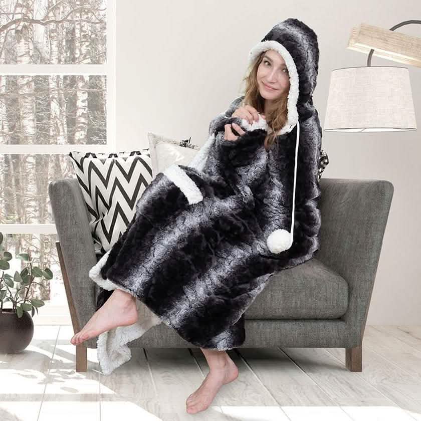 Chic Home Sherpa-gefütterter Kapuzenbademantel