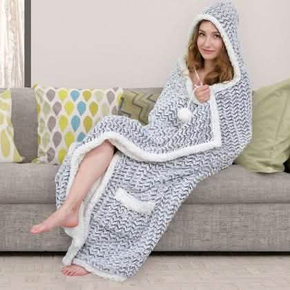 Chic Home Sherpa-gefütterter Kapuzenbademantel