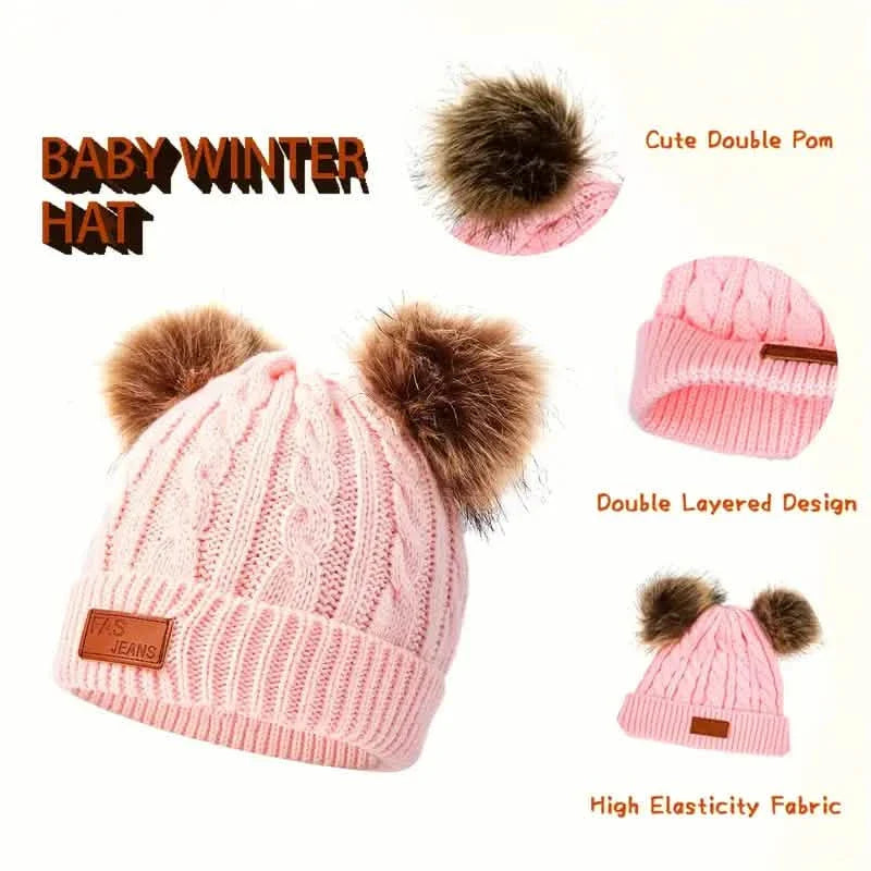 Kinder Winter Gestrickter Wollfutter Warmer Mütze, Schal, Handschuh Set Für 2-5 Jahre Alte Jungen Und Mädchen