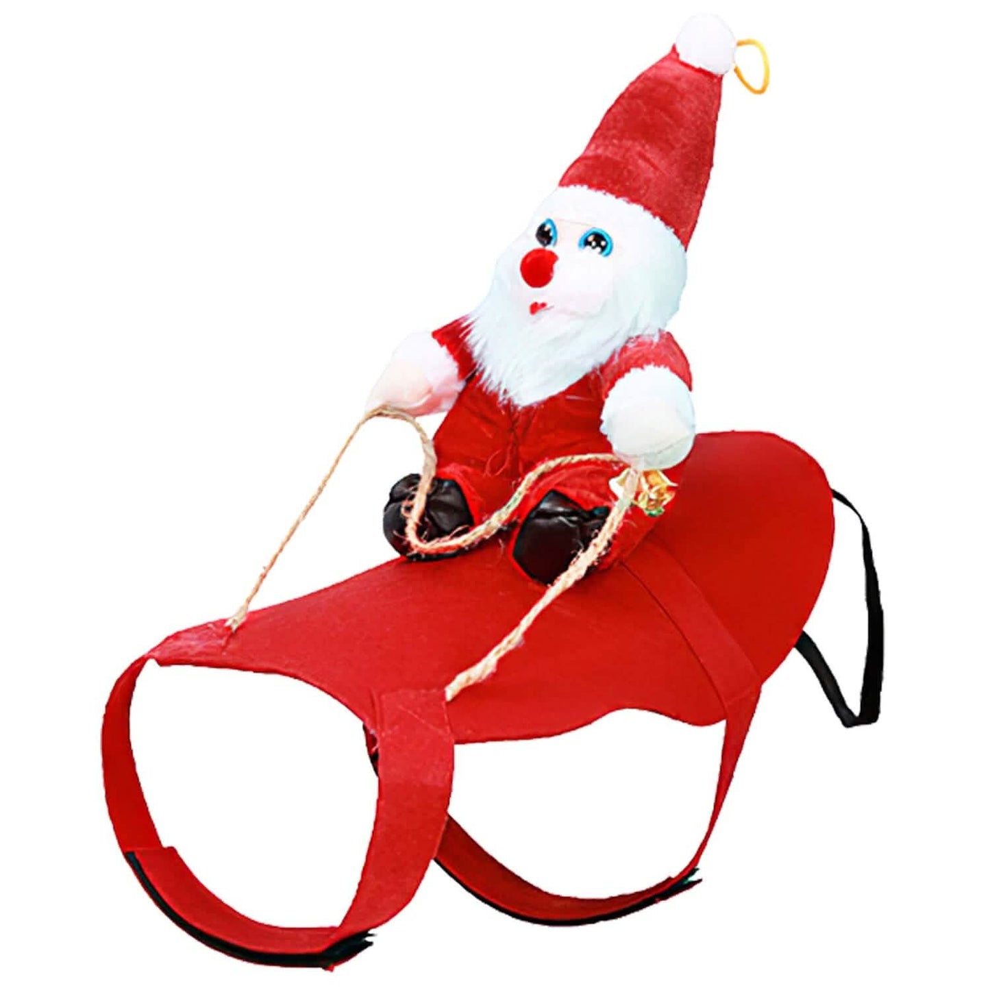 Weihnachtskostüme Roter Wintermantel für Hunde, Reitender Weihnachtsmann mit Glocke