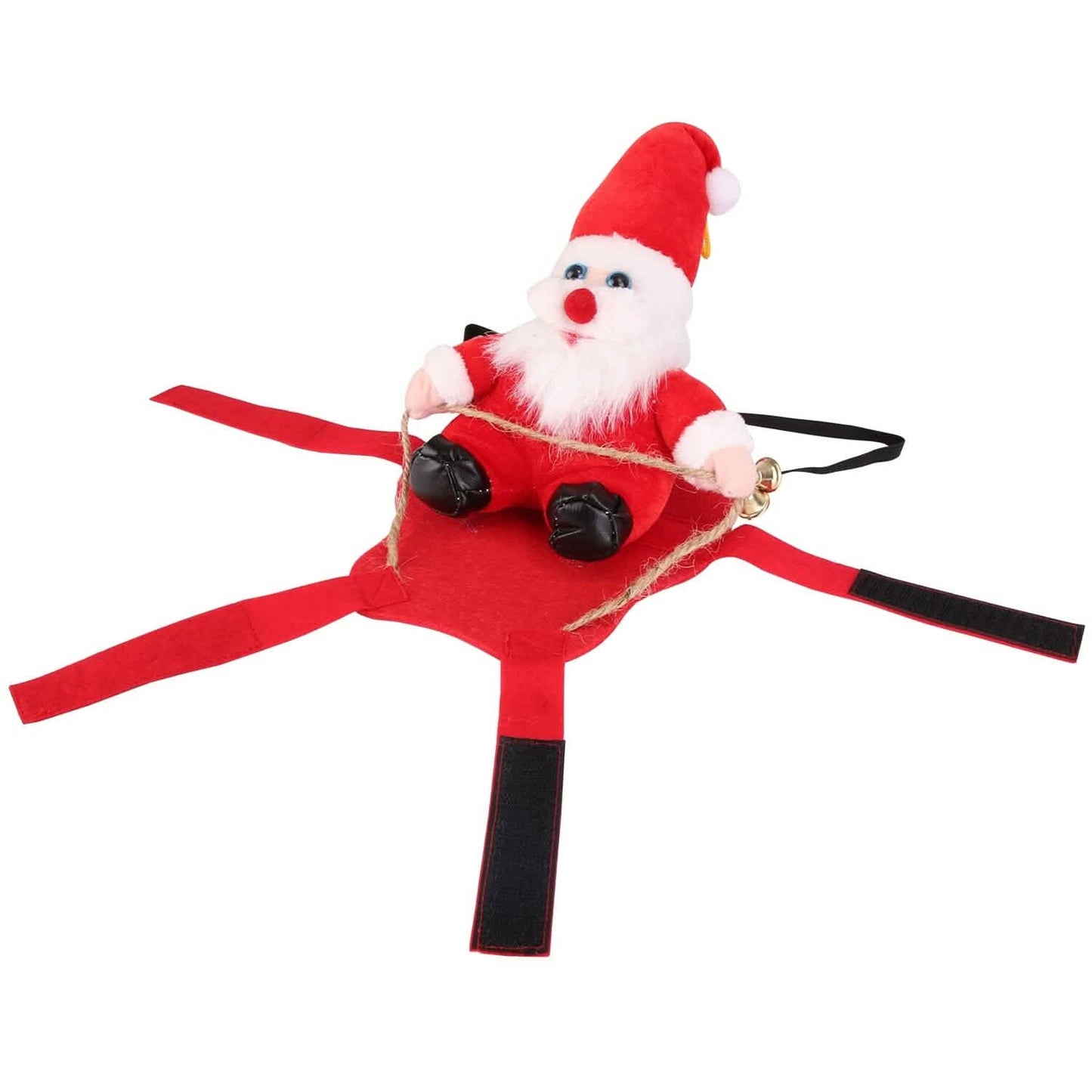 Weihnachtskostüme Roter Wintermantel für Hunde, Reitender Weihnachtsmann mit Glocke