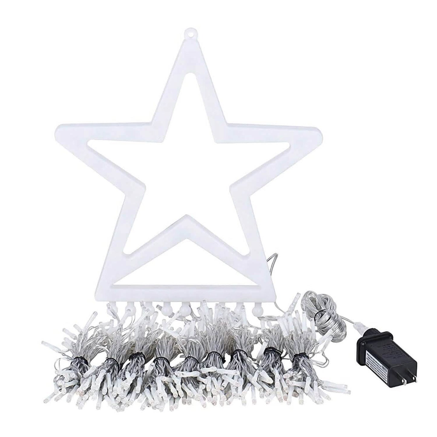 Weihnachtliche Lichterkette mit Wasserfall-Effekt und Stern-Spitze