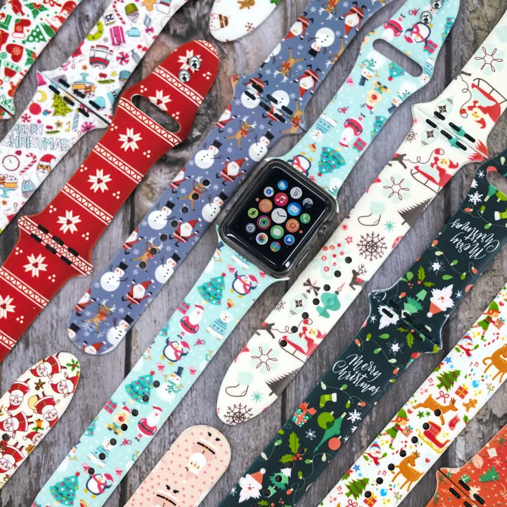 Weihnachtliche Silikonarmbänder für die Apple Watch