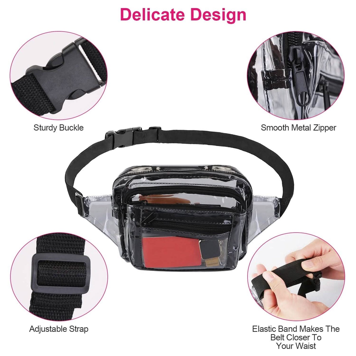 Durchsichtige Fanny Pack Unisex Transparente Bauchtasche Gürteltasche