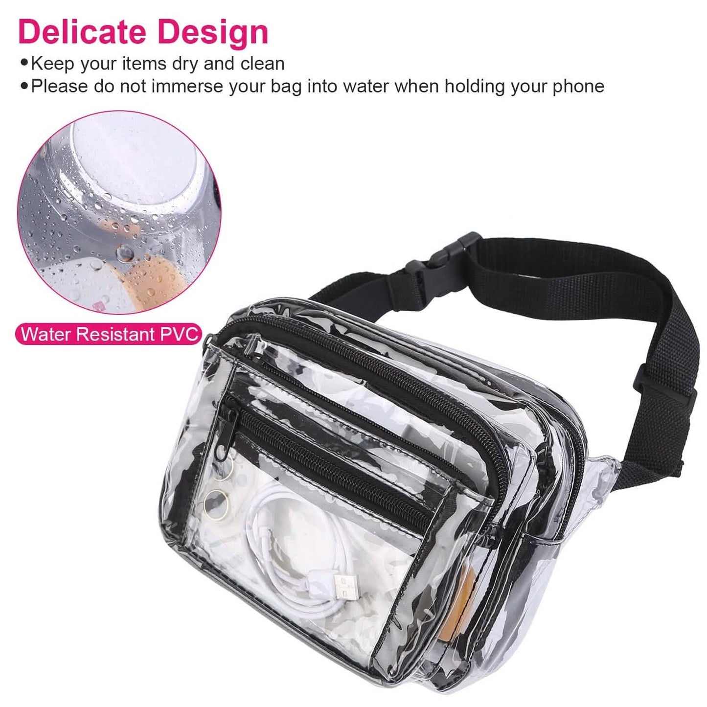Durchsichtige Fanny Pack Unisex Transparente Bauchtasche Gürteltasche