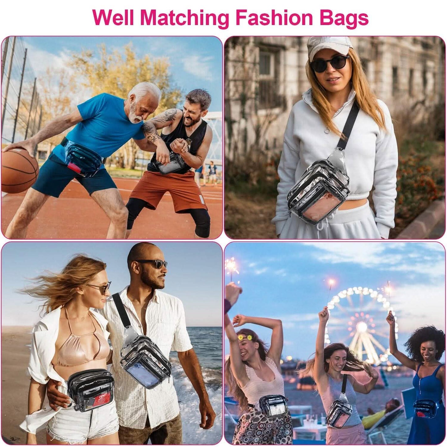 Durchsichtige Fanny Pack Unisex Transparente Bauchtasche Gürteltasche