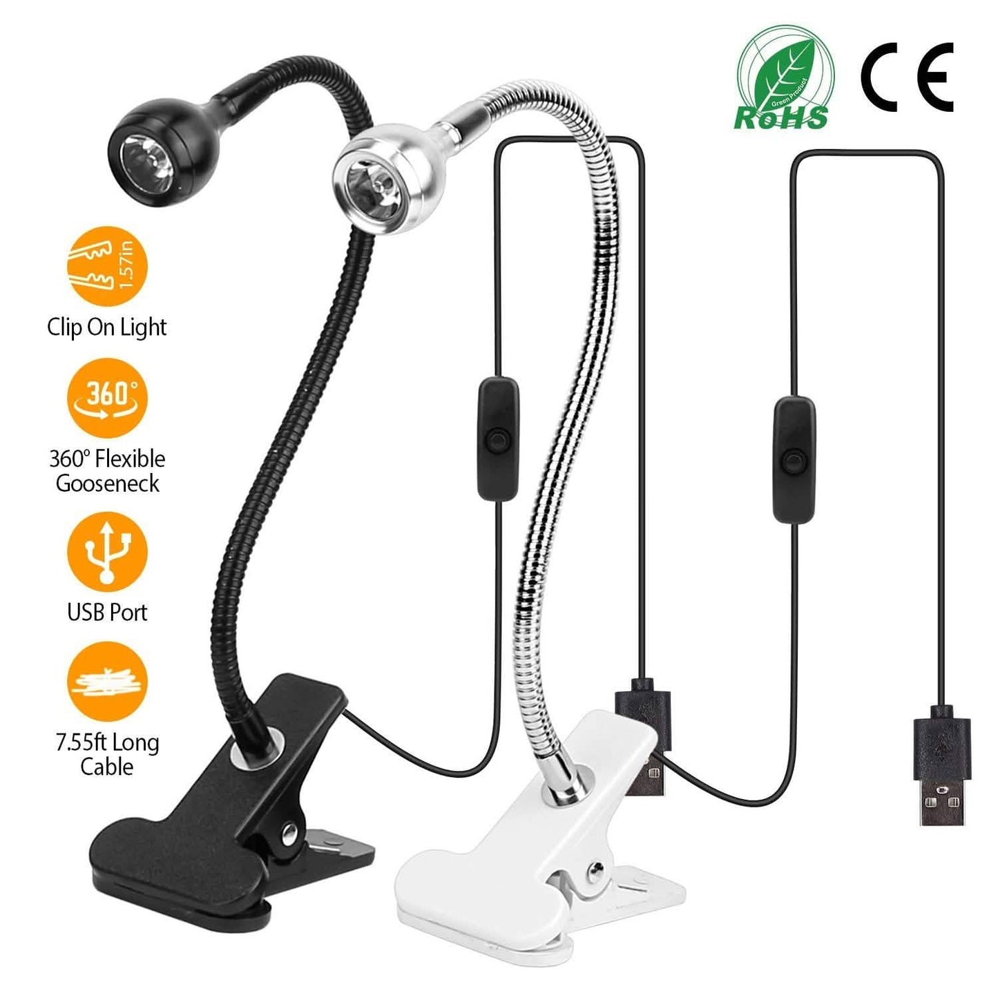 Klemmleuchte Leselampe USB Schreibtisch Klemmlampe Flexible Schwanenhals