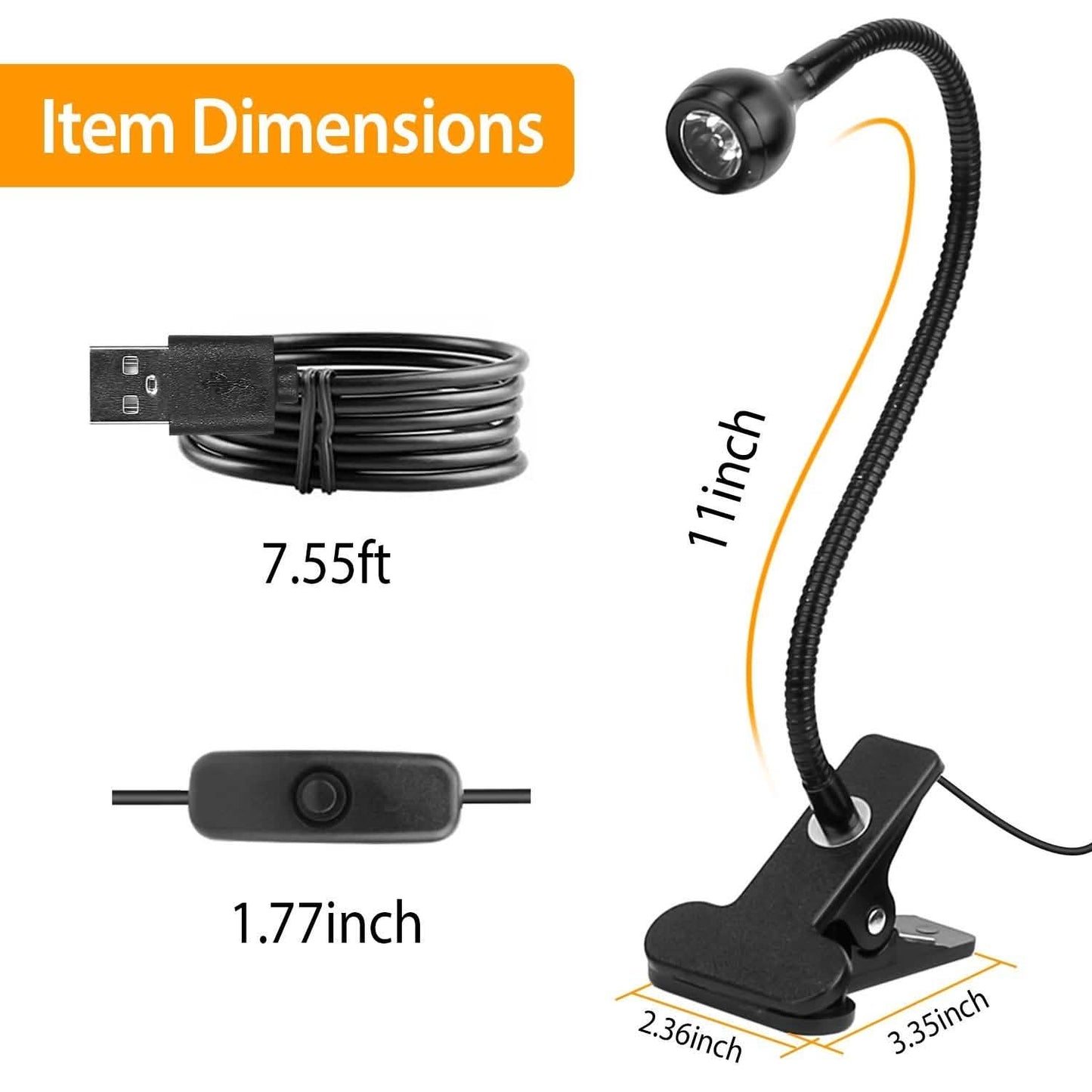 Klemmleuchte Leselampe USB Schreibtisch Klemmlampe Flexible Schwanenhals