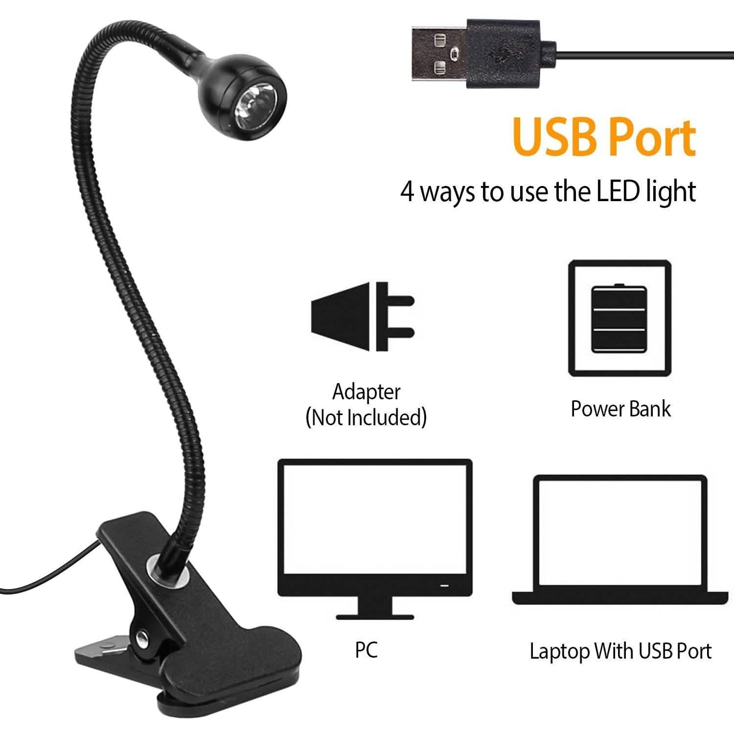 Klemmleuchte Leselampe USB Schreibtisch Klemmlampe Flexible Schwanenhals