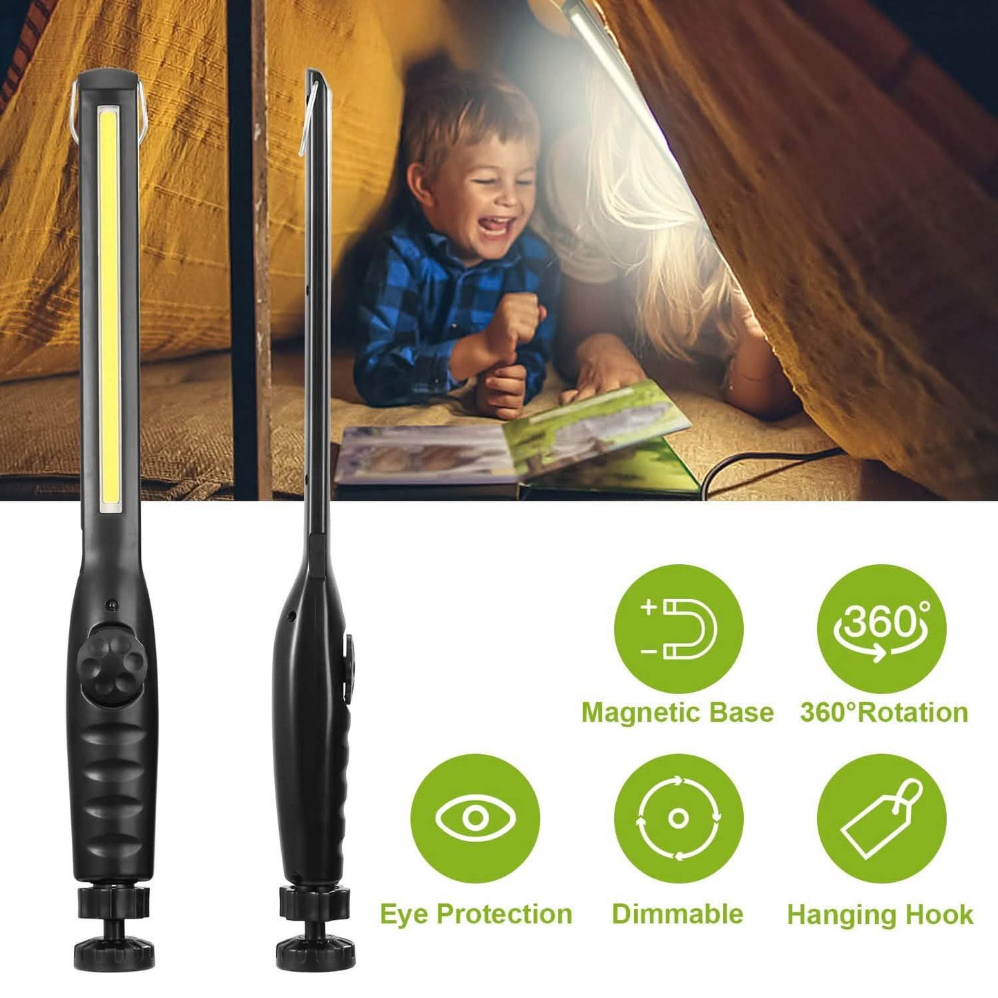 COB-Arbeitsleuchte IPX4 Handgehaltene Notfall-LED-Lampe