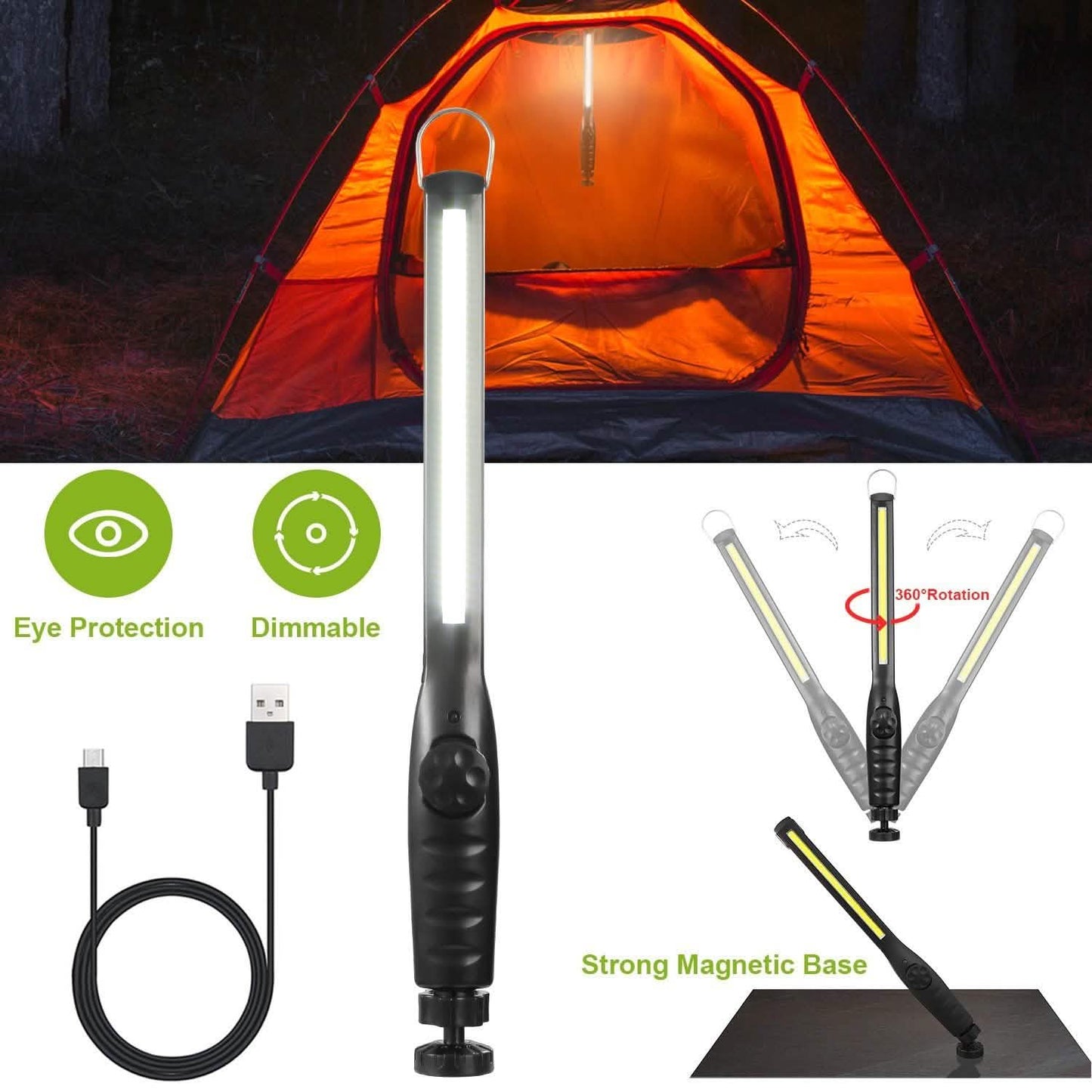 COB-Arbeitsleuchte IPX4 Handgehaltene Notfall-LED-Lampe