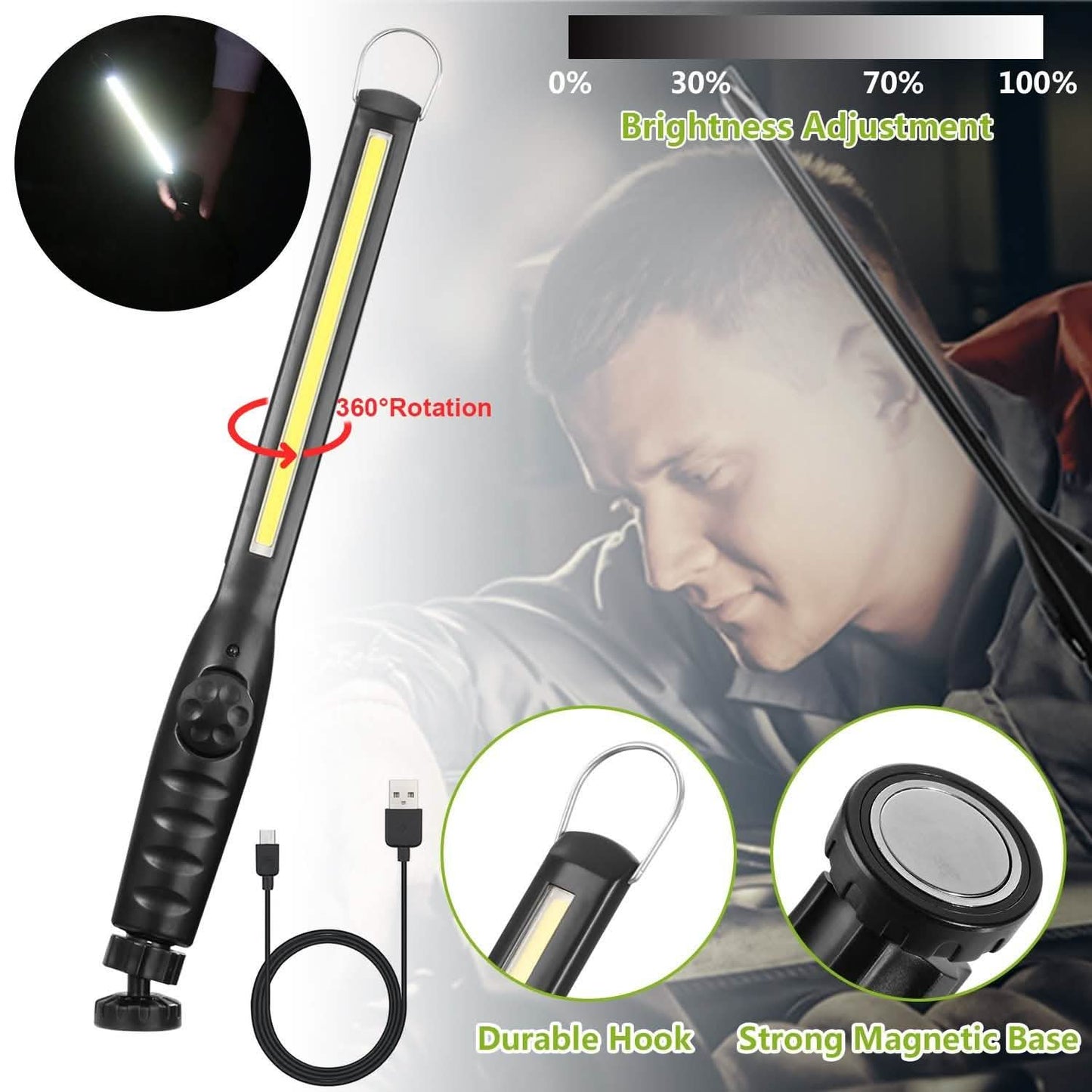 COB-Arbeitsleuchte IPX4 Handgehaltene Notfall-LED-Lampe