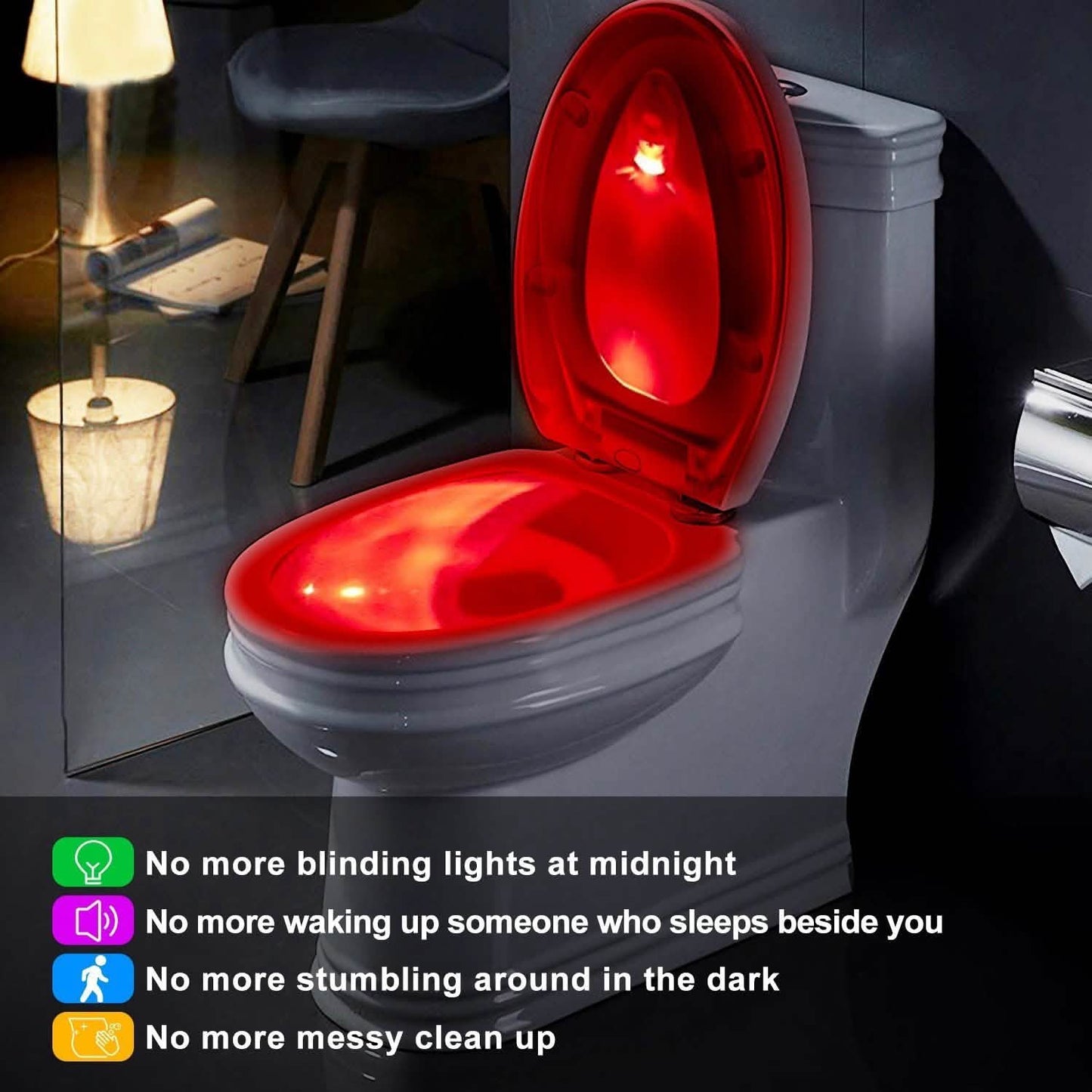 Farbige Toilettenschüssel-Bewegungssensorlichter