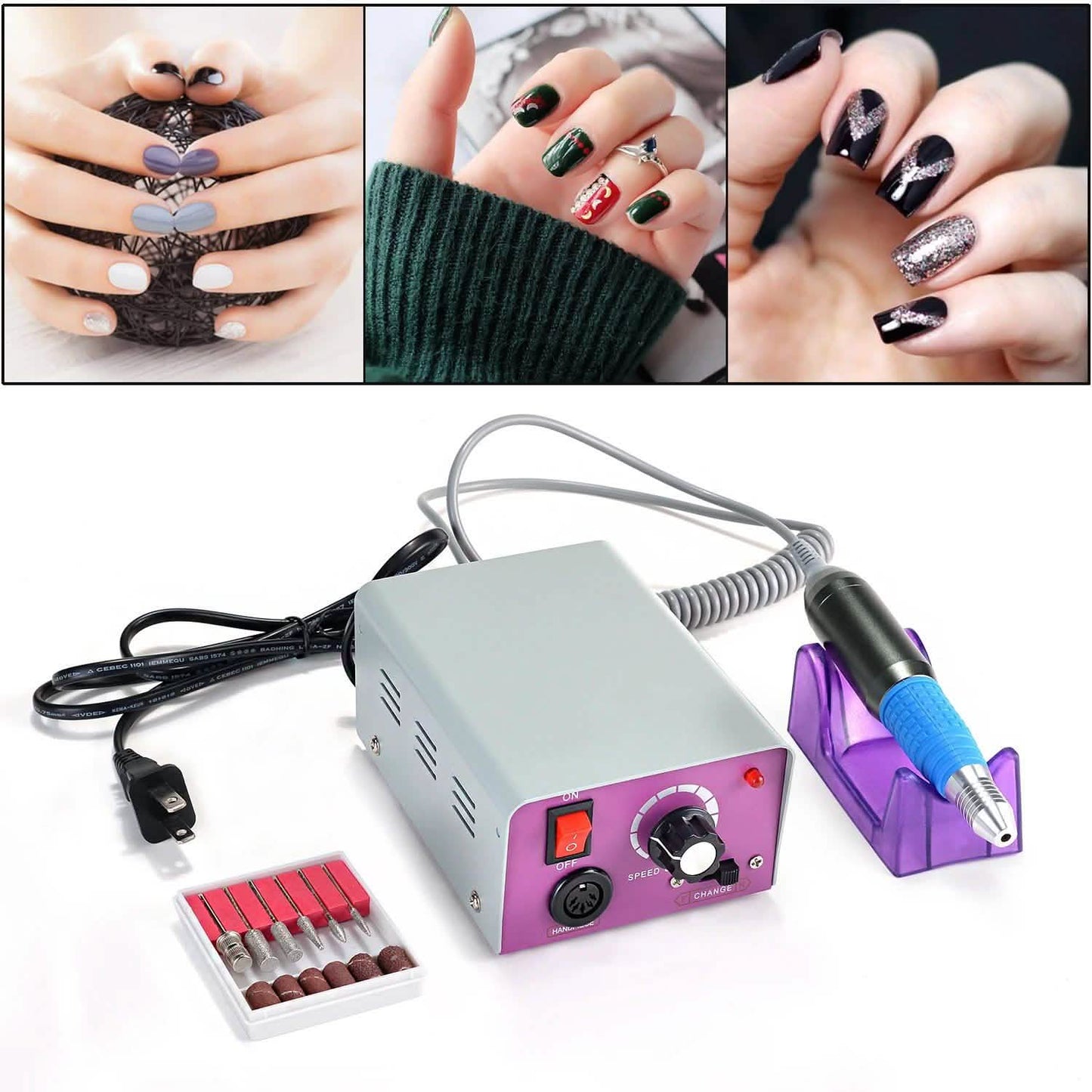 Komplettes Elektrisches Nagelbohrer-Set Nagelkunst Feile Bit Acryl Maniküre Pediküre Band