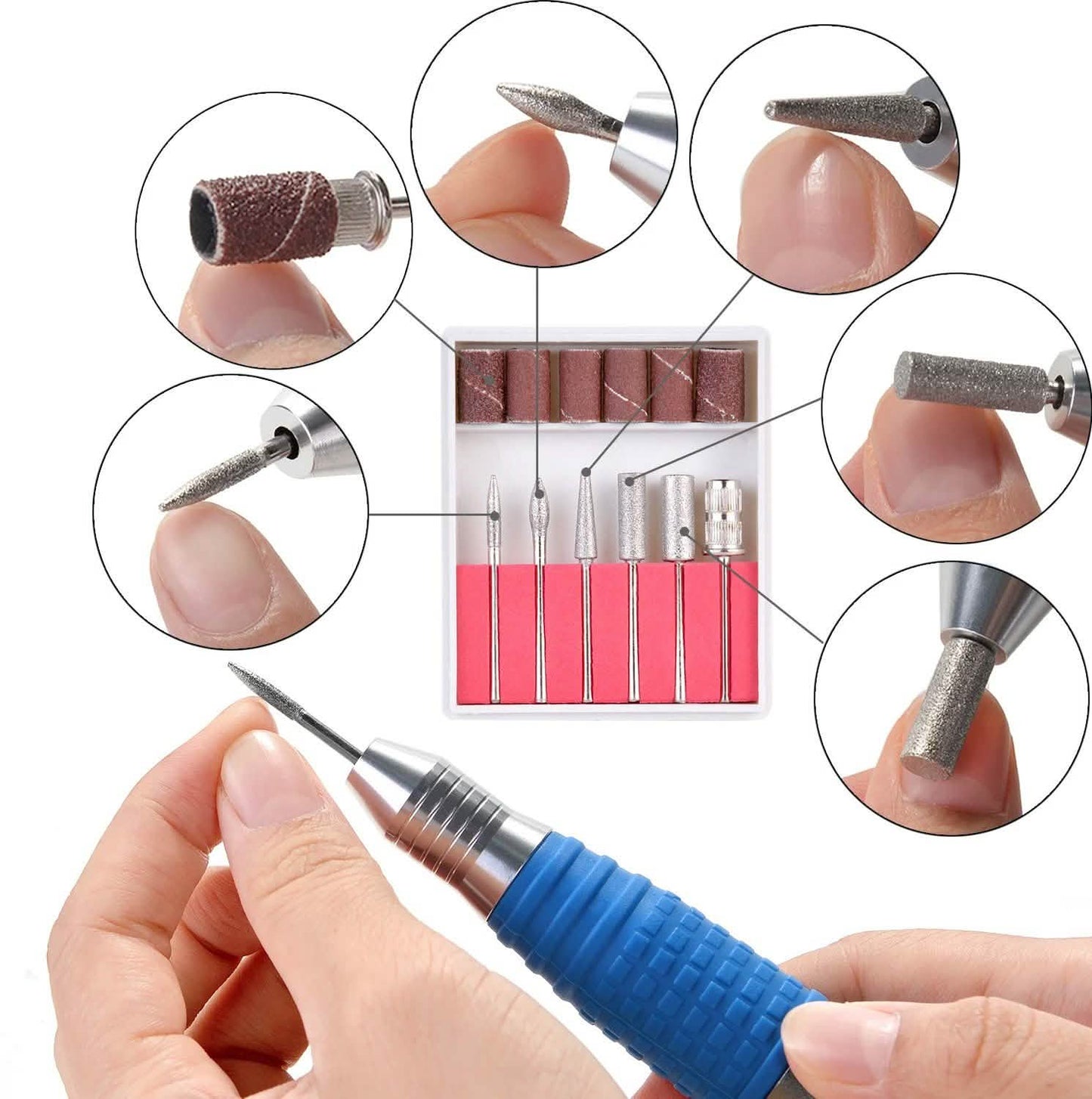 Komplettes Elektrisches Nagelbohrer-Set Nagelkunst Feile Bit Acryl Maniküre Pediküre Band