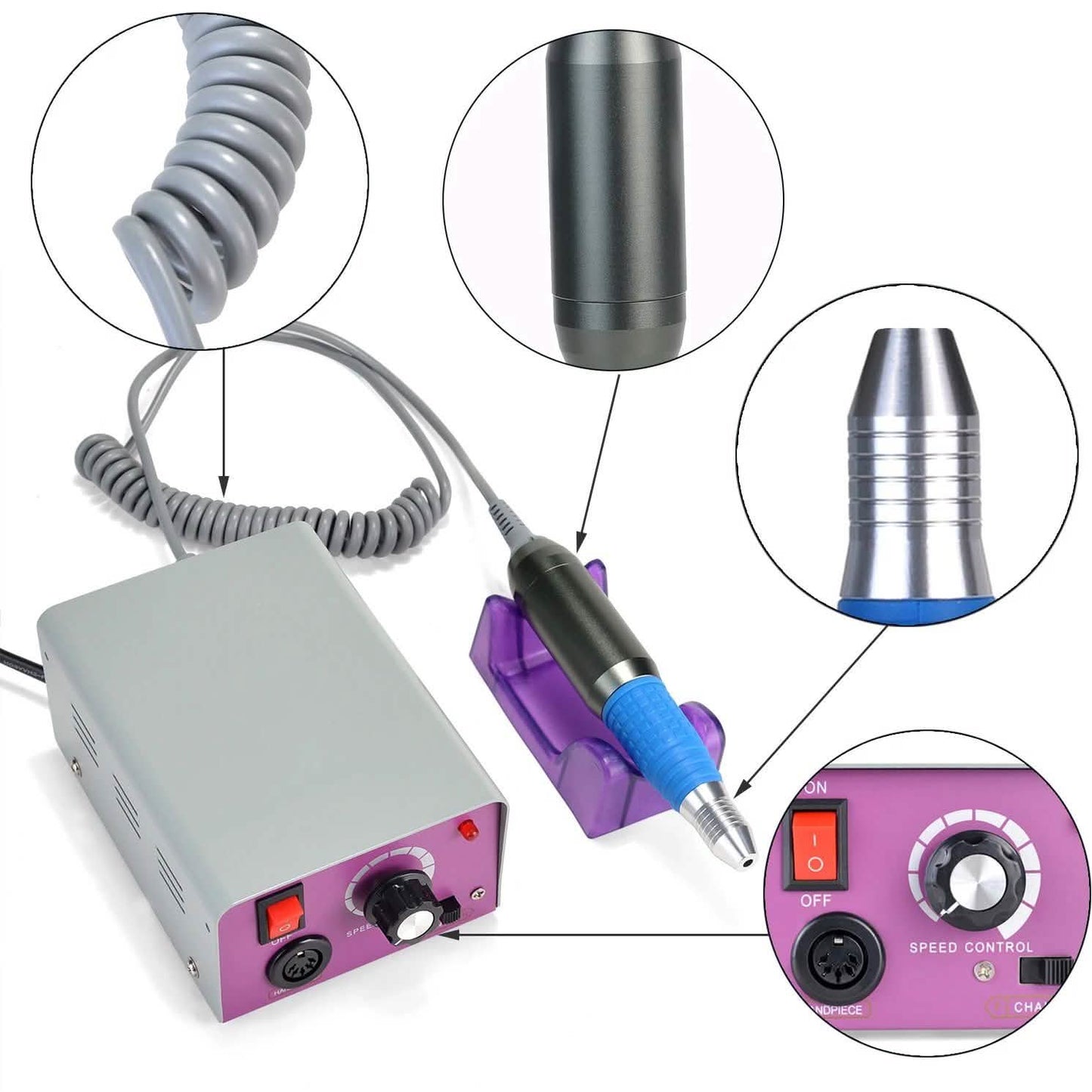 Komplettes Elektrisches Nagelbohrer-Set Nagelkunst Feile Bit Acryl Maniküre Pediküre Band