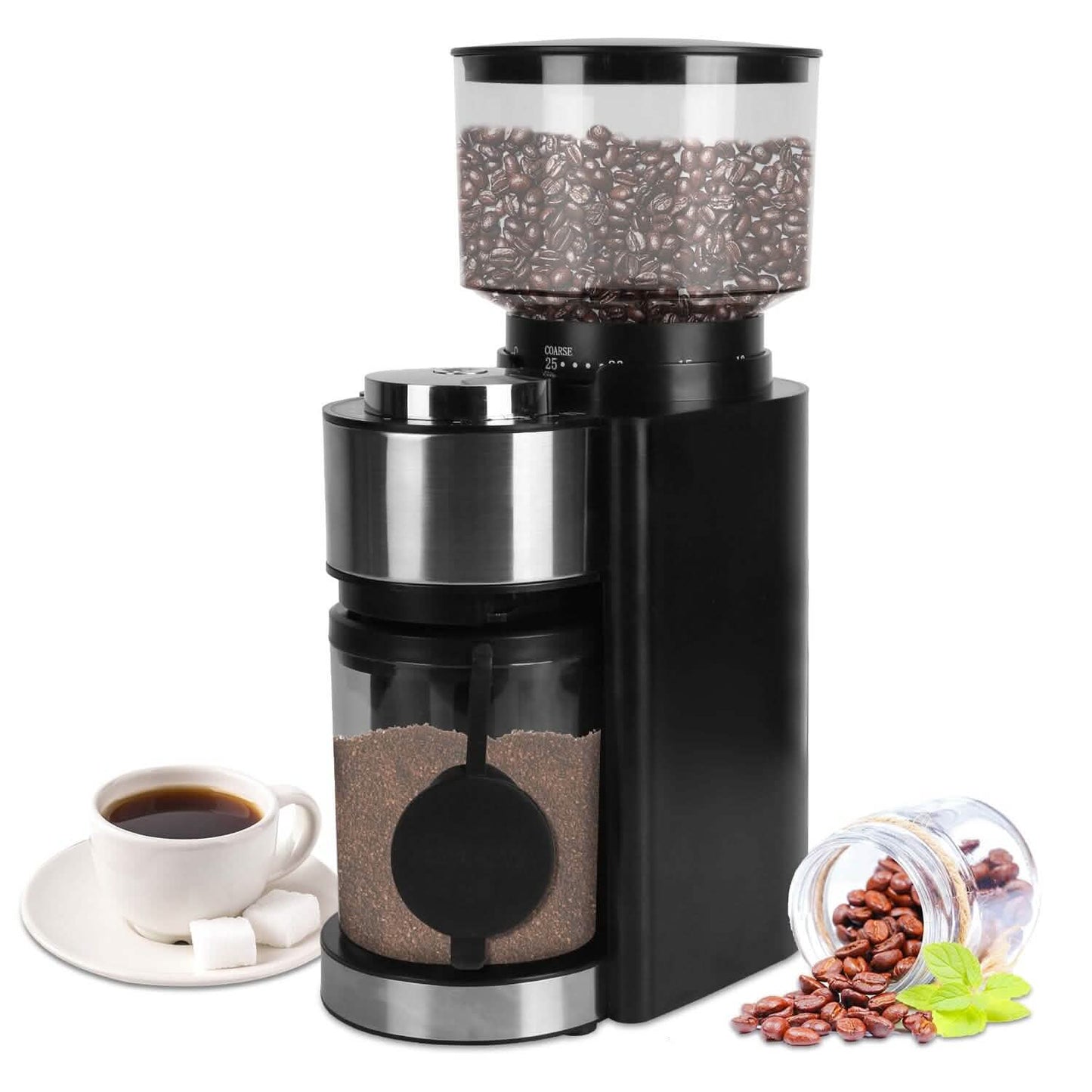 Kegelmahlwerk elektrische Kaffeebohnenmühle mit 25 Mahlgradstufen