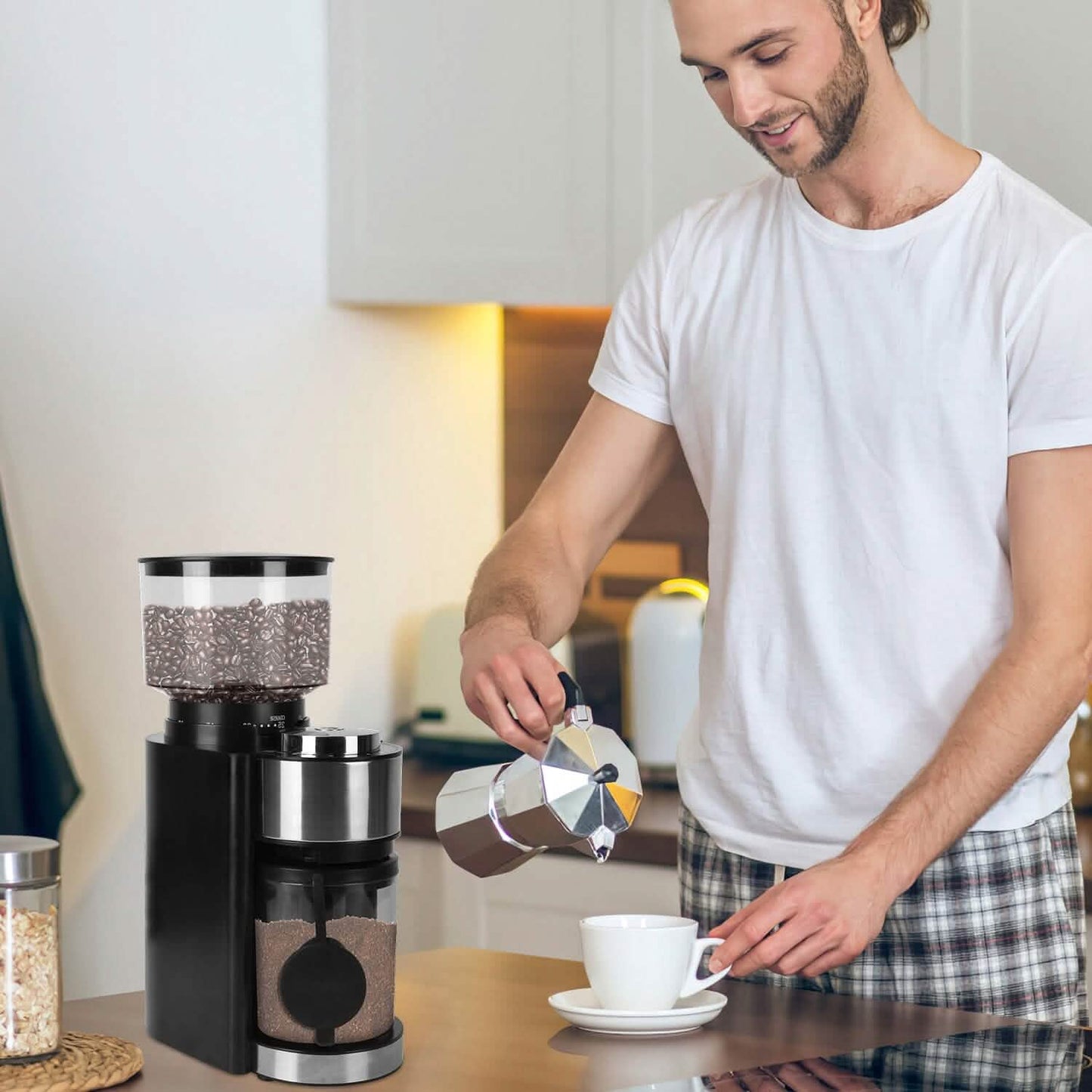 Kegelmahlwerk elektrische Kaffeebohnenmühle mit 25 Mahlgradstufen