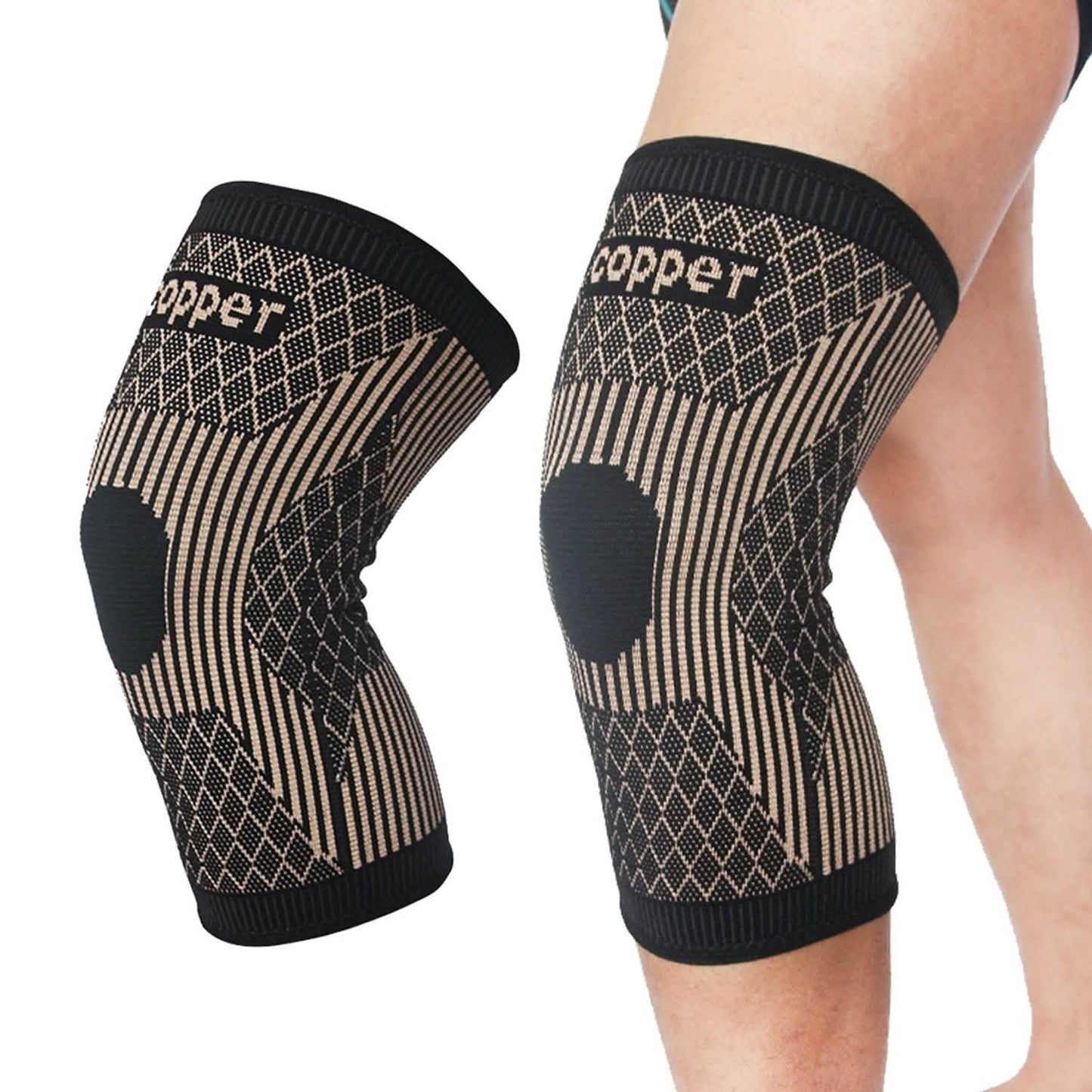 Kniebandage mit Kupfer und atmungsaktivem Gewebe zur Regeneration