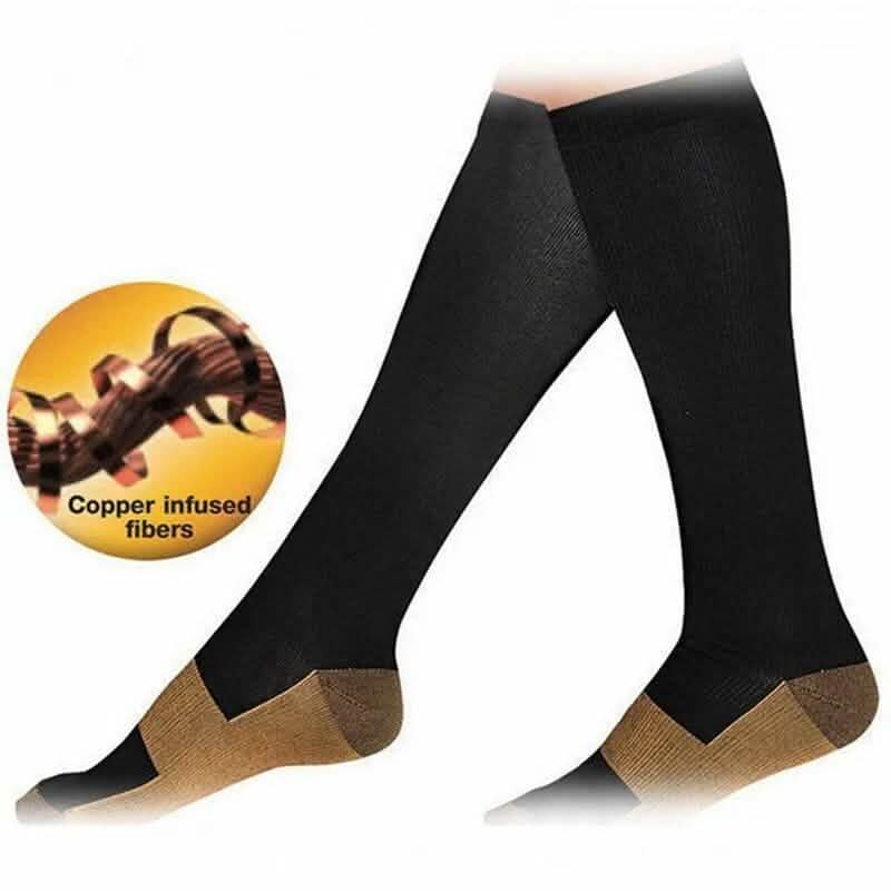 Kupfer Kompressionssocken 20-30mmHg Gestufte Stütze L/XL für Damen und Herren