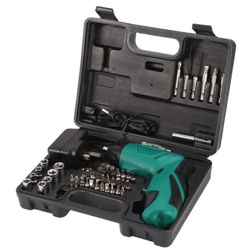 Akku-Bohrschrauber-Set mit 45 Bits und Tragekoffer
