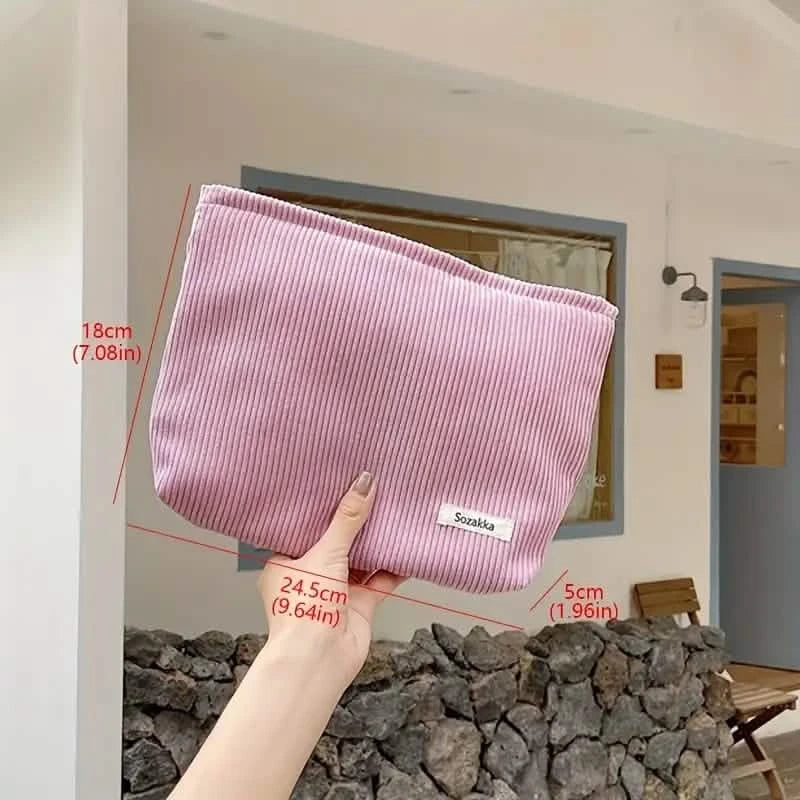 Reise-Make-up-Tasche aus Cord, Kulturbeutel mit großer Kapazität