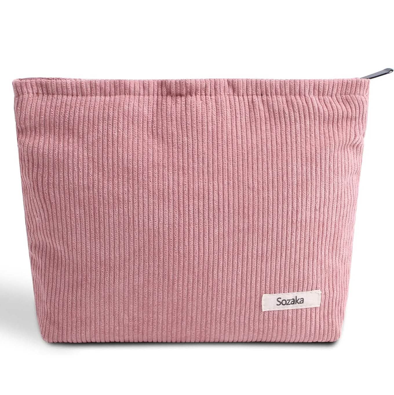 Reise-Make-up-Tasche aus Cord, Kulturbeutel mit großer Kapazität